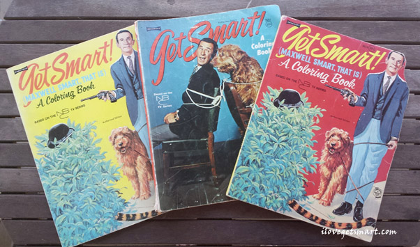 Three of the four Get Smart coloring books from 1965 and 1966.